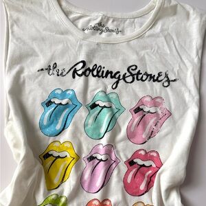 The Rolling Stones Muscle Tank Top - White with Multicolor Design